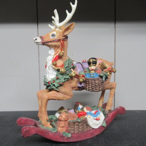 Vintage Rocking Reindeer Statue Christmas Table Decor - Picture 1 of 7